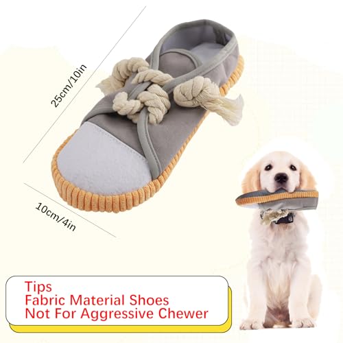 vocheer Dog Chew Toy, Dog Toys to Keep Them Busy Durable Teething Shoe Interactive Squeaky Puppy Toy,Small,Medium Breze, Machine Washable(Grey) - color: Grey