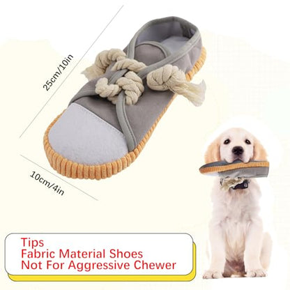 vocheer Dog Chew Toy, Dog Toys to Keep Them Busy Durable Teething Shoe Interactive Squeaky Puppy Toy,Small,Medium Breze, Machine Washable(Grey) - color: Grey