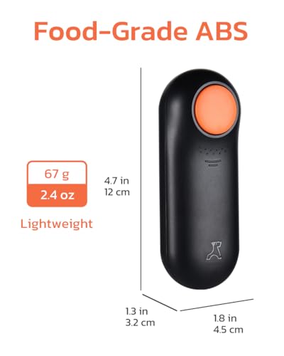 Clink Design 2-in-1 Puppy Essentials, Dog Training Clicker & Treat Carrier, Durable Food-Grade ABS, Treat Carrier with Desiccant Compartment, Compact & Lightweight Dog Stuff for Dogs - Black & Orange