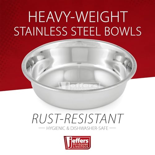 Jeffers Pet Heavy Weight Stainless Steel Pet Bowls for Dogs & Cats,16 oz – Durable Food & Water Dish, Non Slip, Rust Resistant, Dishwasher Safe Feeding Bowl for Home, Travel, Indoor & Outdoor