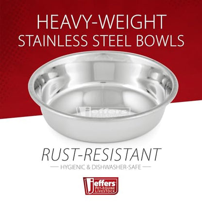 Jeffers Pet Heavy Weight Stainless Steel Pet Bowls for Dogs & Cats,16 oz – Durable Food & Water Dish, Non Slip, Rust Resistant, Dishwasher Safe Feeding Bowl for Home, Travel, Indoor & Outdoor
