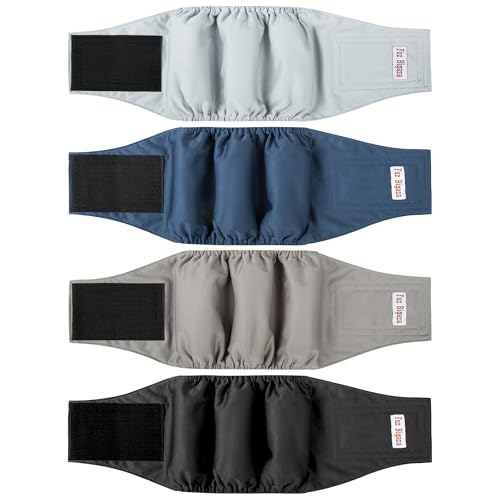 Male Belly Bands Dogs Diapers(4 Pack), Washable Reusable High Absorbing Boy Doggy Wraps Panties Doggie Puppy Pooping Potty Training Incontinence Marking Pañal para Perro Black Blue Gray Grey Small - color: Black Blue Gray Grey, size: Small (11"-14")