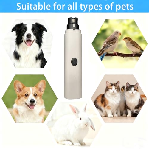 Pet Nail Grinder for Dogs & Cats, 2-Speed Electric Pet Nail File with Safety Guard, Low Noise & USB Rechargeable, Gentle Paws Grooming Tool for Small Medium Large Pets (White) - color: White