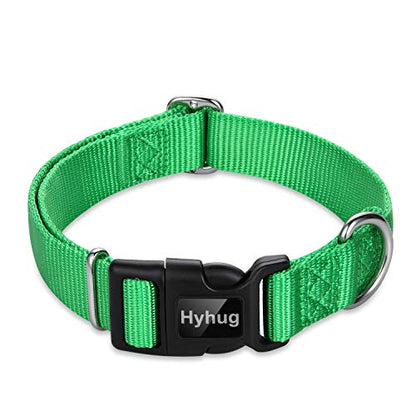 Hyhug Small Dog Collar Quick-Release Green| Heavy-Duty Nylon Puppy Collar, Adjustable & Durable Pet Supplies for Boy & Girl Dogs (Small, Lime Green) - color: Lime Green, size: Small