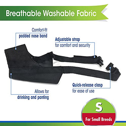 Four Paws Walk-About Quick-Fit Adjustable Dog Muzzle for Small Dogs, Washable & Breathable, Black, 1 Count - size: 2-Small Regular Snout