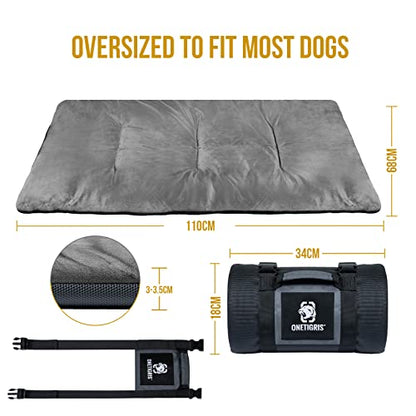 ONETIGRIS Travel Dog Bed - Portable, Washable, Waterproof Anti-Slip Dog Camping Bed, 3.6ft by 2.2ft Outdoor Indoor Bed Mat Cushioned Plush Warm Puppy Mattresses - color: Thickened Version - Grey
