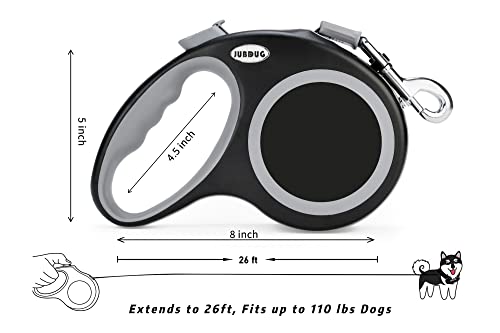 Retractable Dog Leash, 26 Feet Dog Leash for Small to Large Dogs up to 110lbs,Heavy Duty Design with Anti-Slip Handle, One-Handed Quick-Lock Braking System.