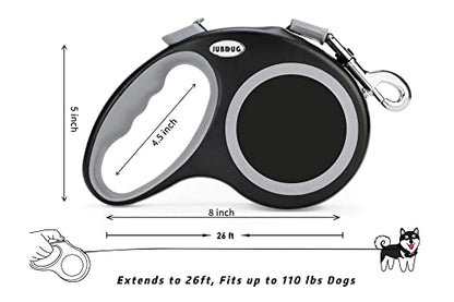 Retractable Dog Leash, 26 Feet Dog Leash for Small to Large Dogs up to 110lbs,Heavy Duty Design with Anti-Slip Handle, One-Handed Quick-Lock Braking System.
