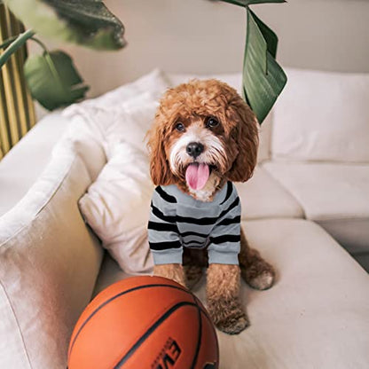 Pet Dog Striped T-Shirt Dogs Cats Cotton Vest Spring Summer Pet Apparel Tee Shirt Suitable for Small and Medium Large Pets French Bulldog Bichon - color: Grey, size: X-Small