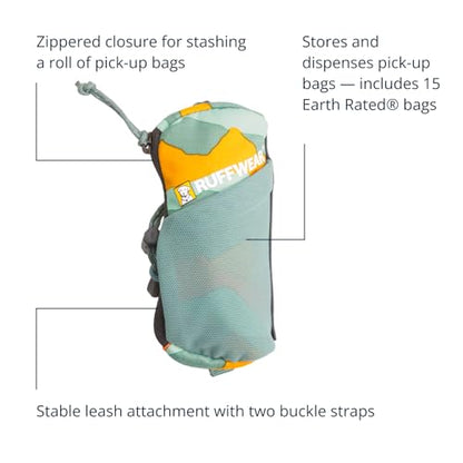 Ruffwear, Stash Bag Mini Dog Poop Bag Holder, Compact Leash Pouch with 2-Strap Attachment, Zip Pocket Fits Standard Roll, Side Slot, Grippy Starter Pad, Cinch Poop Loop, Mesh Pocket, Spring Mountains - color: Spring Mountains