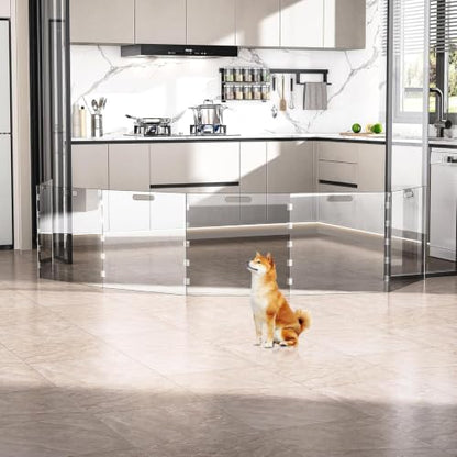 Acrylic Pet Playpen Gate for The House Doorways, Acrylic Pet Gate for Dogs, Freestanding, Clear (6 Panel) - size: 6 Panel