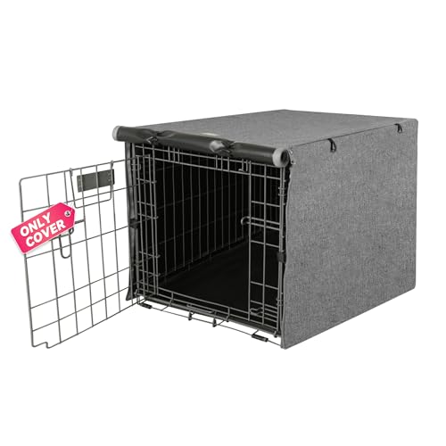 Seiyierr Dog Crate Cover - Kennel Covers Fit for 24 Inch Dogs Crate, Double Door Polyester for Wire Puppy Cage Indoor Outdoor Protection, Grey - color: Grey, size: 24 Inch