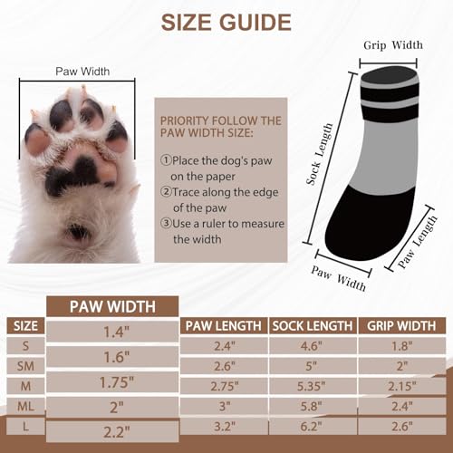 BINGPET Dog Socks Anti Slip Paw Protectors, Waterproof Dog Shoes for Hardwood Floors, Hot/Cold Pavement Traction Control Boots for Small Medium Large Senior Dogs