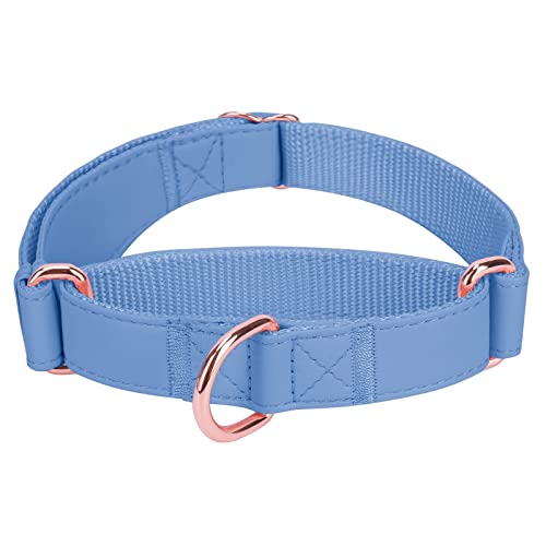 Soft Leather Martingale Dog Collar - Adjustable Rose Gold Limited Slip Collars [Easy to Clean], Stylish Durable Heavy Duty Nylon No Pull Training Collar for Small Medium Large Dogs XS Blue Purple - color: Blue Purple, size: XS (Neck 8"-11", Width 3/5")
