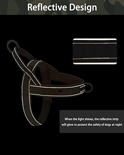 Green No Pull Dog Harness for Small Medium Large Sized Dog, Reflective Escape Proof Adjustable Dog Harnesses with 2 Patch, L - color: Green, size: L-Chest size 25-31''