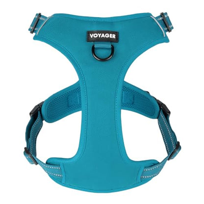 Voyager Dog Harness Dual Leash Attachment No-Pull Control Adjustable Soft but Strong Pet Harness for Medium and Large Dogs with 3M Reflective Technology, Turquoise Nylon, XS (Chest: 13-16") - color: Turquoise Nylon, size: XS (Chest: 13 - 16")