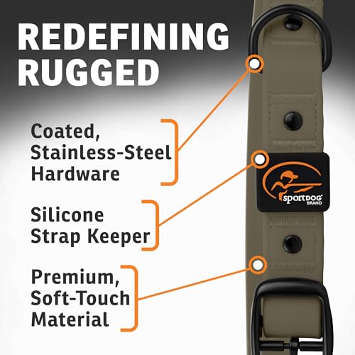 SportDOG Rugged Utility Collar – Waterproof and Stink-Proof – Premium Soft-Touch Material – Stress-Tested, Durable Hardware – Silicon Strap Keeper – Moss Green – Medium - color: Moss Green, size: Medium