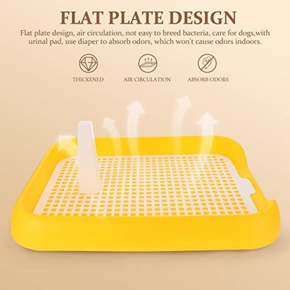 Indoor Dog Potty Tray - Mesh Dog Training Toilet Plastic Potty Tray Puppy Toilet -Slide Training Holder for Small and Medium s (Yellow) - color: Yellow