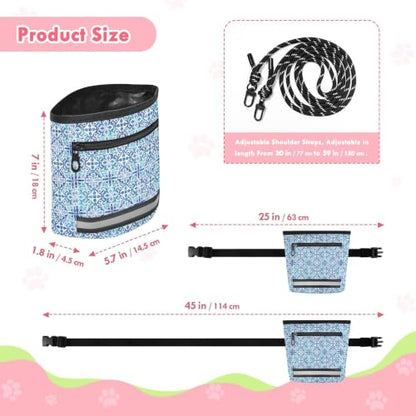 Mandala Water-Resistant Dog Treat Pouch, 3 Ways to Wear Treat Bag with Magnetic Closure & Reflective Strip, Hands-Free for Pet Training, Walking