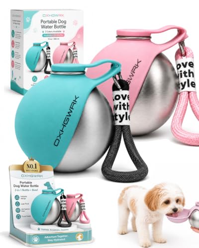Dog Water Bottle Portable Bowl Travel Collapsible for Dogs with Walking on Walks Dispenser Pet Ball Insulated Hiking Stainless Steel Drinking Waterbottle Puppy Bowls Bottles