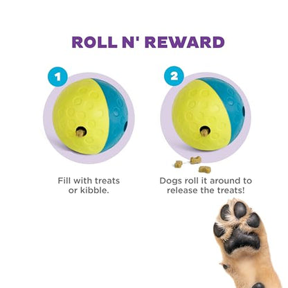 Outward Hound by Nina Ottosson Treat Tumble – Interactive Food-Dispensing Dog Puzzle Ball, Level 1 Beginner, Small, 4.8" - color: Treat Tumble (Small Blue)