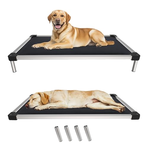 FXW TitanNest Chew-Proof Elevated Dog Bed, Raised Cot for Indoor/Outdoor/Camping Use, Durable & Washable Padded Pet Bed for Extra-Large Dogs, 56.0" L x 31.0" W x 7.3" H, Black - color: Black, size: X-Large Dog (56.0"L x 31.0"W x 7.3"H)