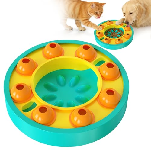 Dog Food Puzzle Toys Interactive Game Toy for IQ Training Enrichment Dog Food Puzzle Slow Feeder for Small, Medium Dogs and All Cats (Blue Bowl) - color: Blue Bowl