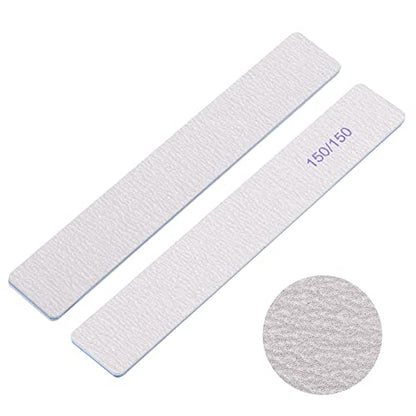 50 Pieces 150/150 Grit Rectangle Nail Files for Acrylic Nails, Reusable Buffing Nail Files Double Sided Emery Boards Manicure Tool - size: 150/150 Grit(50 Count)