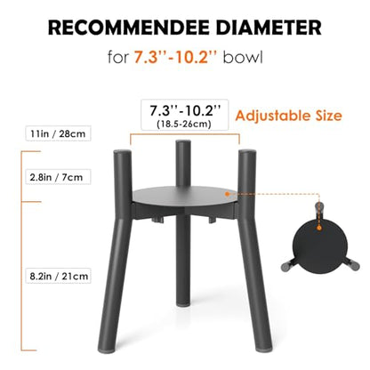 SHAINFUN Raised Dog Bowl Stand for Large Dogs with Tray, Adjustable Width 7 to 10.6", Elevated Tall Food Water Stand (Bowl Not Included) - color: Black-MR, size: Height: 11", Width: 7-10.6"