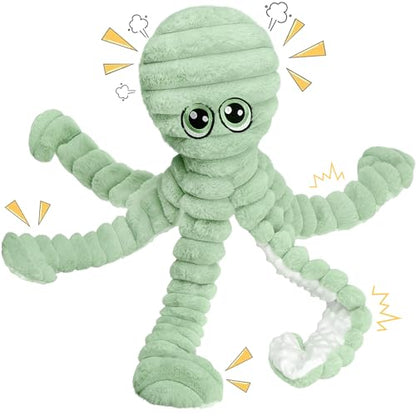 Prime Pets Dog Toys for Large Dogs, 27” Extra Large Plush Octopus Dog Toy, Crinkle Squeaky Dog Toy for Small Medium Large Breeds, Interactive Stuffed Chew Toys to Keep Them Busy, Green - color: Green