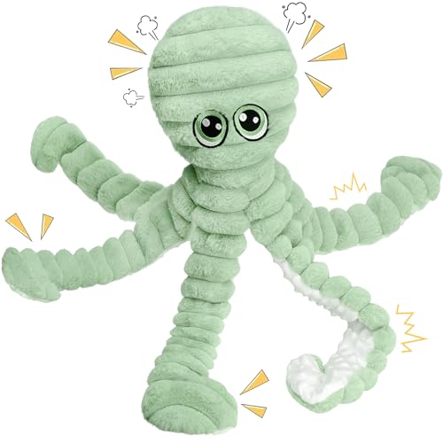 Prime Pets Dog Toys for Large Dogs, 27” Extra Large Plush Octopus Dog Toy, Crinkle Squeaky Dog Toy for Small Medium Large Breeds, Interactive Stuffed Chew Toys to Keep Them Busy, Green - color: Green