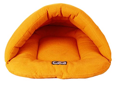 Gullor Winter Warm Comfortable Pet Dog Cat Rabbit Cushion Half Covered Bed Sleeping Bag - Orange (M) - color: Orange, size: M