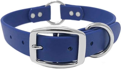 Regal Dog Products Medium Blue Dog Collar with Heavy Duty Double Buckle & D Ring | Vinyl Coated, Custom Fit, Adjustable Biothane Dog Collar | Chew Resistant Waterproof Center-Ring Collar for Dogs - color: Blue, size: Medium