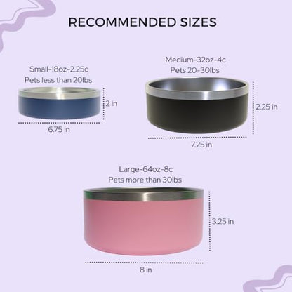 Custom Dog Bowl with Paws and Name - Engraved, Nonslip, Personalized, Custom Cat Bowl, 304 Stainless Steel, Feeding, Pet Supplies (Light Pink, Small -18oz) - color: Light Pink, size: Small -18oz