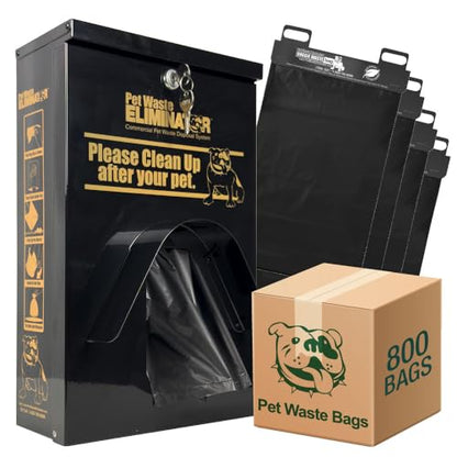 Dog Waste Station Dispenser Box - 800 FREE Dog Poop Bags- Made of Rustproof Aluminum - Pet Waste Bag Dispenser with Lock and Rainguard - For Commercial Use, Parks, Condos, HOA (Black) - color: B- Black