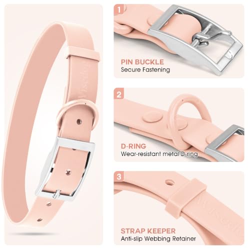 Wisedog Small Puppy Collar, Gossamer Pink, XS 7"-10" × 1/2" | Soft Rubber Coated Webbing, Cute Pet Collars, For Small Dogs Cats - color: Gossamer Pink