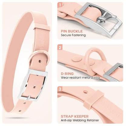 Wisedog Small Puppy Collar, Gossamer Pink, XS 7"-10" × 1/2" | Soft Rubber Coated Webbing, Cute Pet Collars, For Small Dogs Cats - color: Gossamer Pink