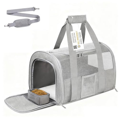 Cat Carrier Pet Dog Carrier Airline Approved for Puppy Cat Carrier Under 15 lbs, Collapsible Soft Sided Airline Approved Cat Carriers, Grey - color: Grey
