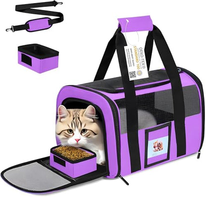 Cat Carrier Pet Carriers Airline Approved for Small Dogs Kitten Carrier for Small Medium Animals Under 15lb, Collapsible Soft Sided Travel Carrier, Purple - color: Purple