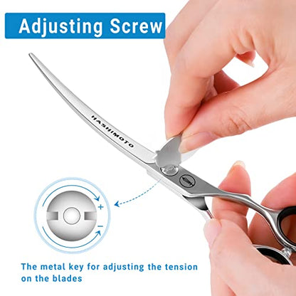 HASHIMOTO Dog Grooming Scissors, Curved Scissors for Dog Grooming, 6.5 inch, 30 Degree of Curved Blade,Light Weight, Pet Shears for Trimming Face and Paws. | Sharp, lightweight, 440C Stainless Steel, 30 Degree of Curved Blade - size: 6.5", style: Curved