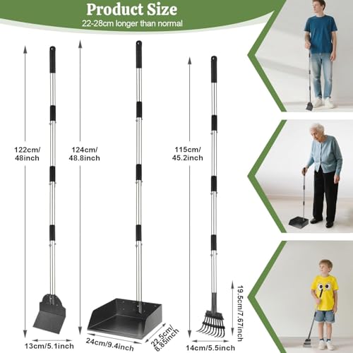 T2Y Pooper Scooper, Long Handle Dog Pooper Scooper, Adjustable Stainless Steel Rake & Spade & Extra Large Tray, Durable Poop Scoopers for Yard, Lawn, Snowfield, Suitable for Multi-Dog Family - size: Rake & Spade & Large Tray