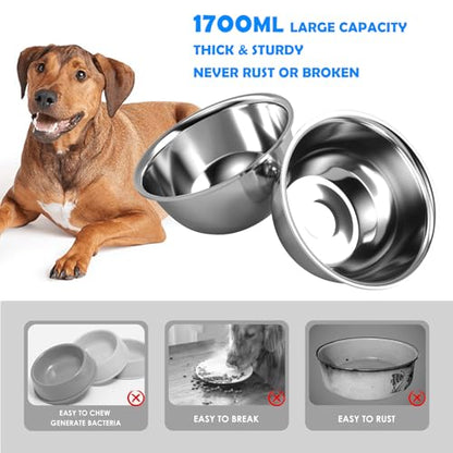 SHAINFUN Elevated Dog Bowls with Mat for Medium Large Dogs, Raised Dog Bowl Stand with 2 Stainless Steel 58oz Bowls, Tall Dogs Food Water Bowl Holder - color: Black-1.7L