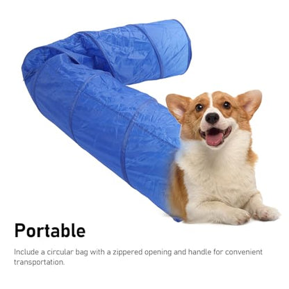 Dog Tunnel, 118in Foldable Cat Dog Training Equipment with Carry Bag, Pet Obstacle Course Training Starter Kit for Outdoor Indoor