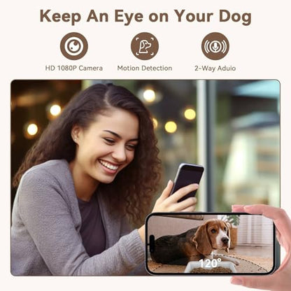 UTCG Automatic Dog Feeder with Camera: 8L/33 Cups 5G WiFi Timed Food Dispenser for Medium Dogs - 1080P HD Night Vision Video Recording 2-Way Audio APP Control - size: 8L for Medium Dogs