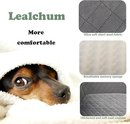 Lealchum Dog Car Seat for Medium/Large Dogs,2 Clip-On Safety Leashs for 2 Small Dogs,Removable and Washable Comfy Pet Car Seat,Easy to Install and Clean (Black/Red, Large) - color: Black/Red