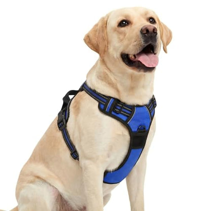 Funfox No Pull Dog Harness, Adjustable Pet Vest with Control Handle & Front Clip, Reflective Design for Small Medium Large XL Dogs, Blue XL - color: Blue, size: XL