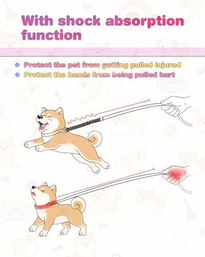 Elastic Bungee Dog Leash Extender, Shock Absorbing, Reflective, 360° Swivel Clip, for Running, Walking, Cycling, 2 Pack