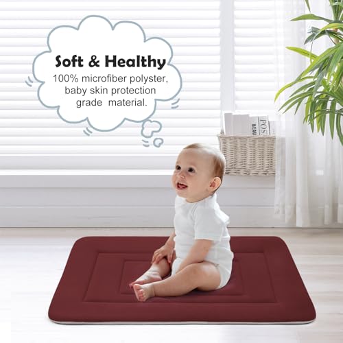 Dog Bed Soft Dog Crate Bed Pad Mat, 36 in Non Slip Bottom Washable Beds for Medium and Large Dogs, Pet Bed Mattress Kennel Pad, Dark Red - color: Dark Red, size: 36.0"L x 23.0"W x 1.2"Th