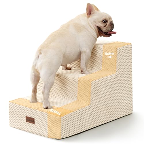 Aodisman Dog Stairs for Small Dogs & Cats, 3-Step Extra Wide Non-Slip Pet Steps for Couch Sofa and Chair, Beige, 15.7" H - color: Beige, size: 15.7"H