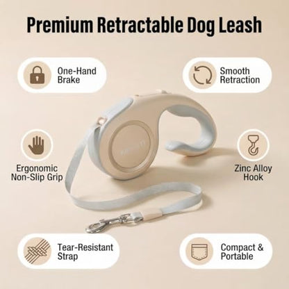 Retractable Dog Leash for Large Dogs，Tangle Free Pet Walking Leash with One Handed Brake,Pause,Lock